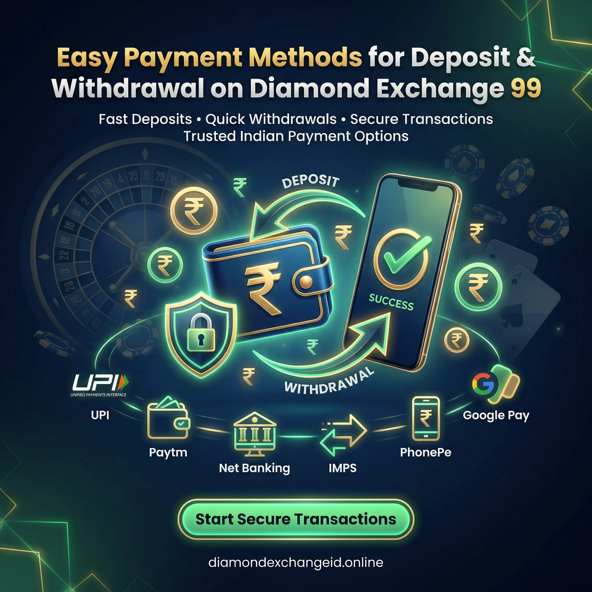 Easy Payment Methods for Deposit and Withdrawal on diamond exchange 99